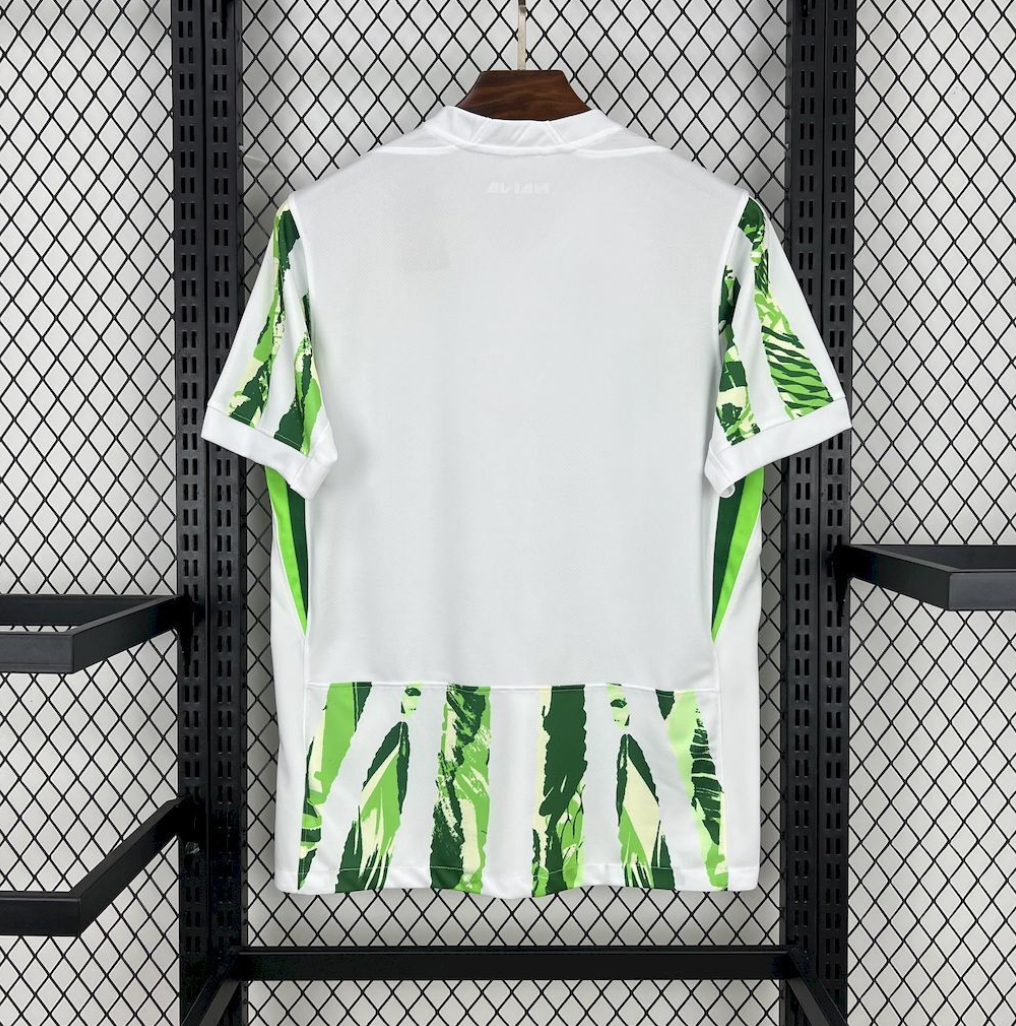 back view of the Nigeria 25/26 Home White/Green Football Short Sleeve Jersey Designed By Nike