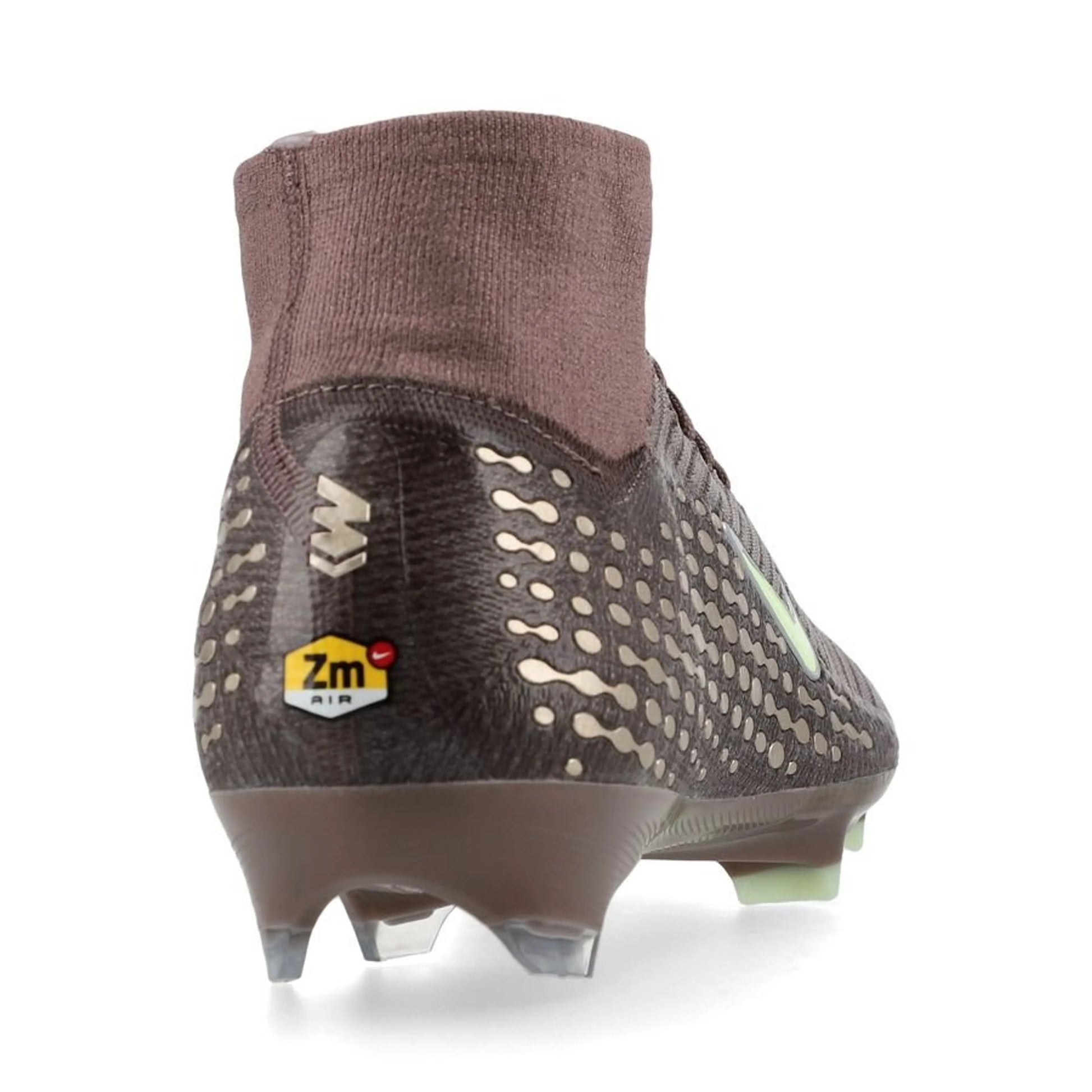 back view of the Nike Air Zoom Mercurial Superfly 10 Elite FG Mbappé Personal Edition in a Grey/Silver colorway