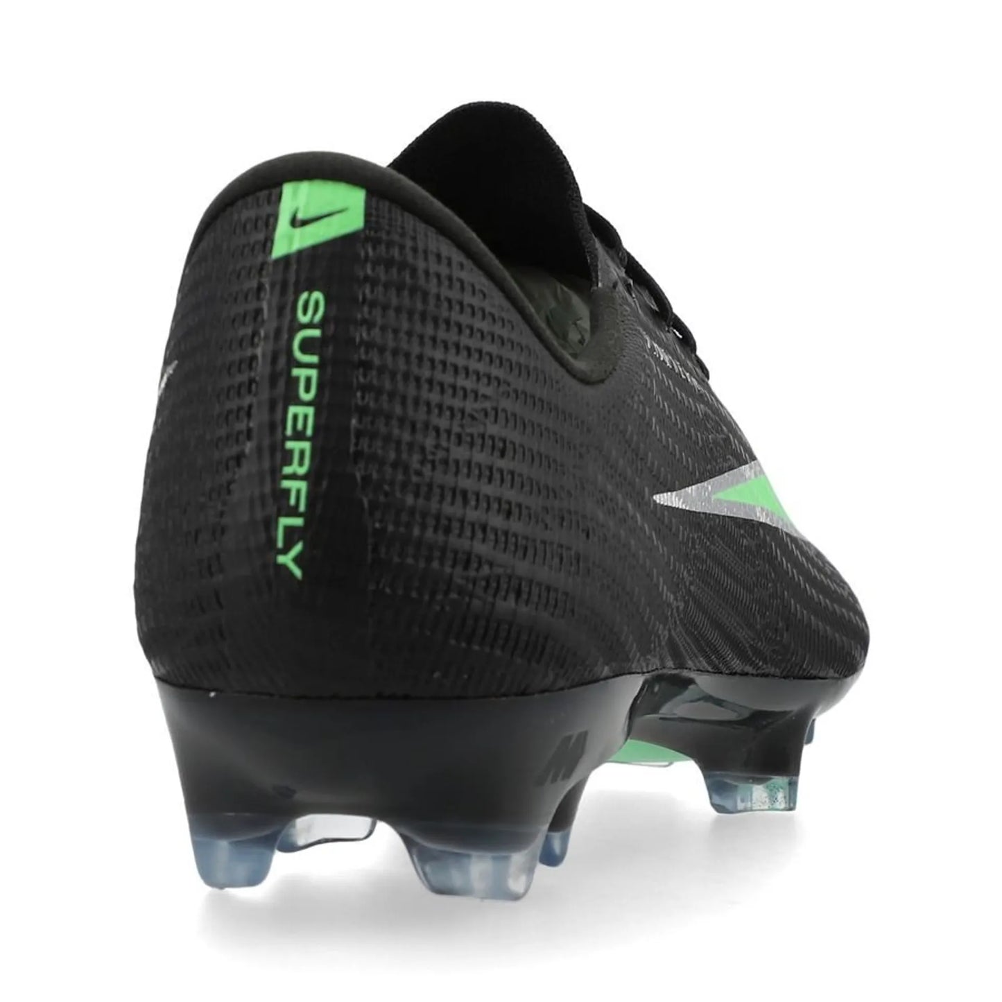 back view of the Nike Air Zoom Mercurial Superfly 11 Elite FG from the Shadow Pack in Black/Green