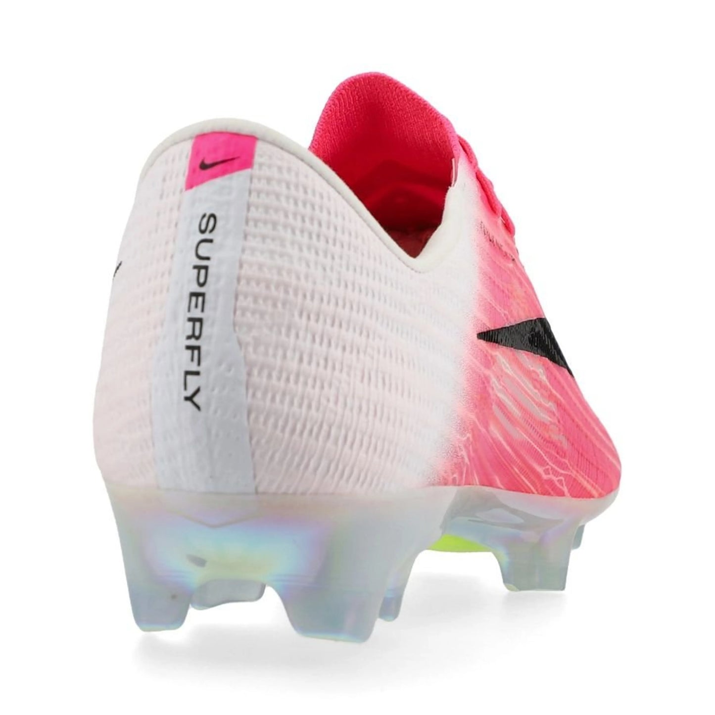 back view of the Nike Air Zoom Mercurial Superfly 11 Elite FG in Pink / White / Black (Breakout Pack)