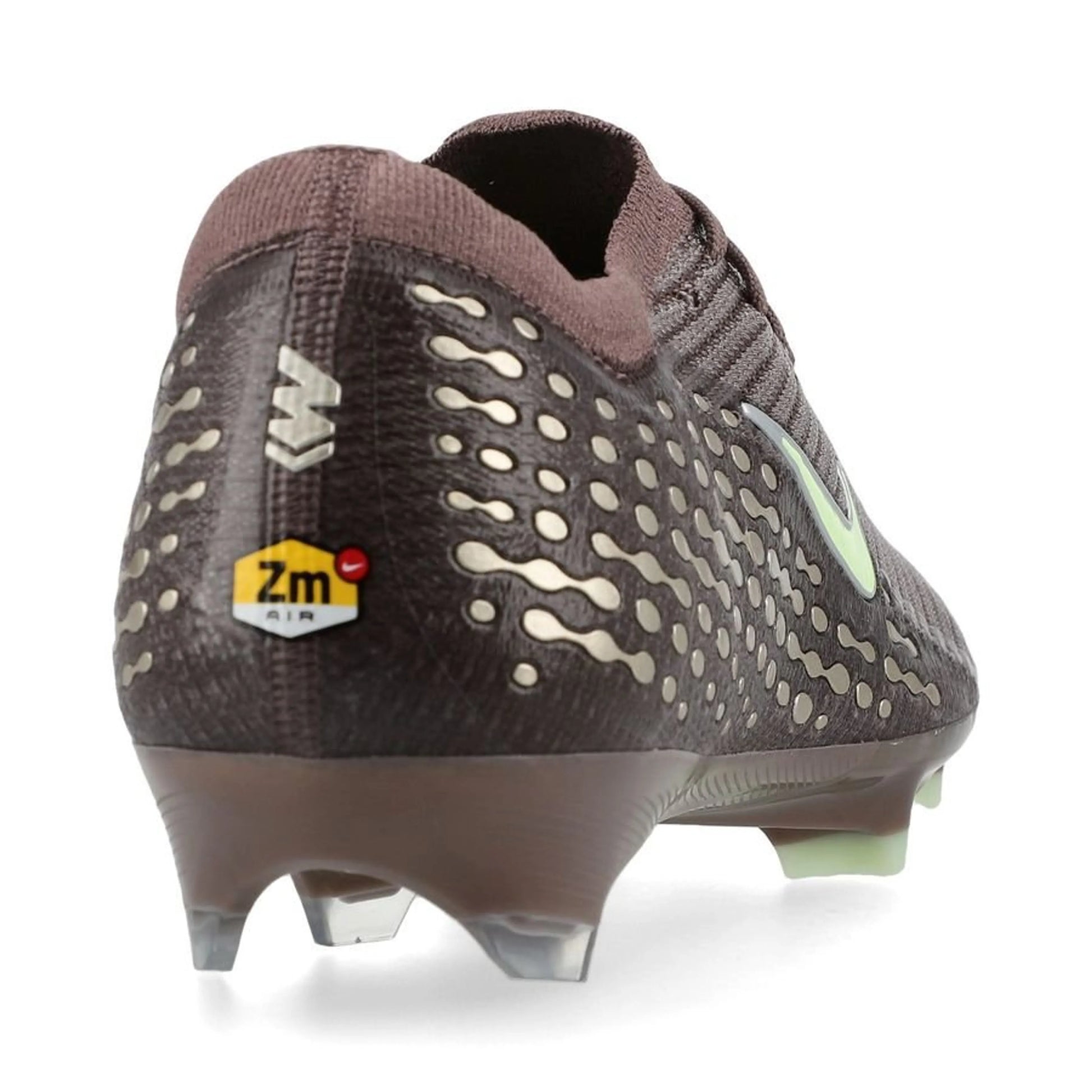 back view of the Nike Air Zoom Mercurial Vapor 16 Elite FG Mbappé Personal Edition in a Grey/Silver colorway