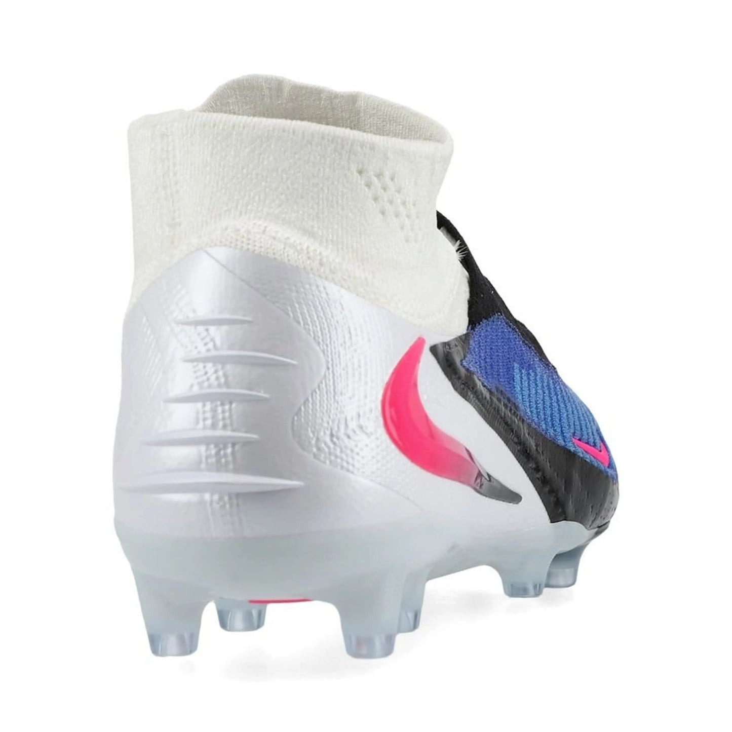 back view of the Nike Phantom 6 Elite High Cut AG-PRO in Racer Blue / Pink Blast / White (Attack Pack)