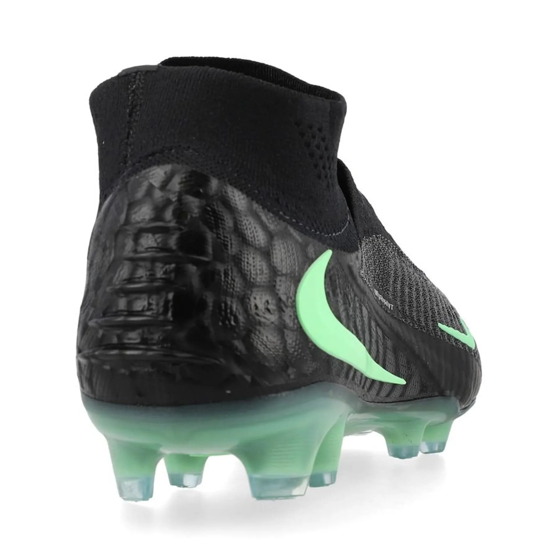 back  view of the Nike Phantom 6 Elite High Cut FG from the Shadow Pack FA26 in Black/Green