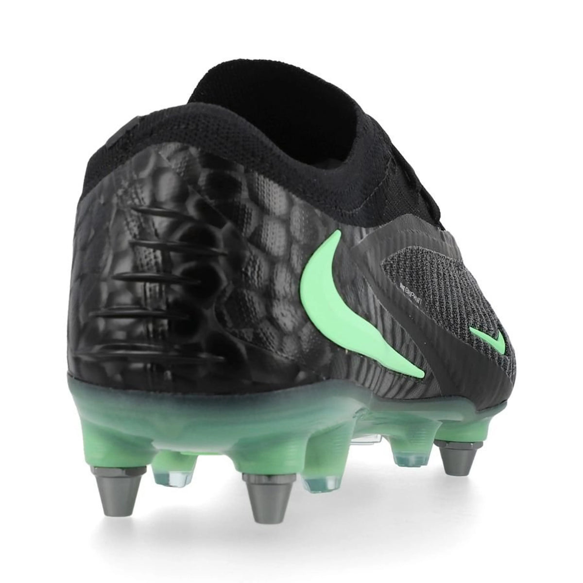 back view of the Nike Phantom 6 Elite Low Cut SG-PRO in Black/Green from the Shadow Pack 