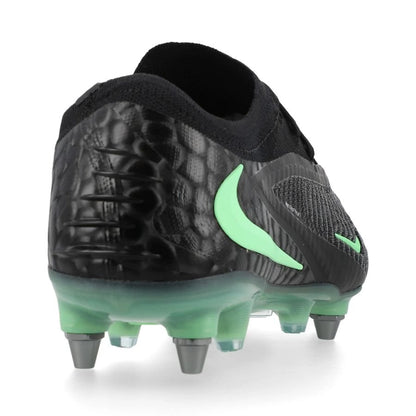 back view of the Nike Phantom 6 Elite Low Cut SG-PRO in Black/Green from the Shadow Pack 
