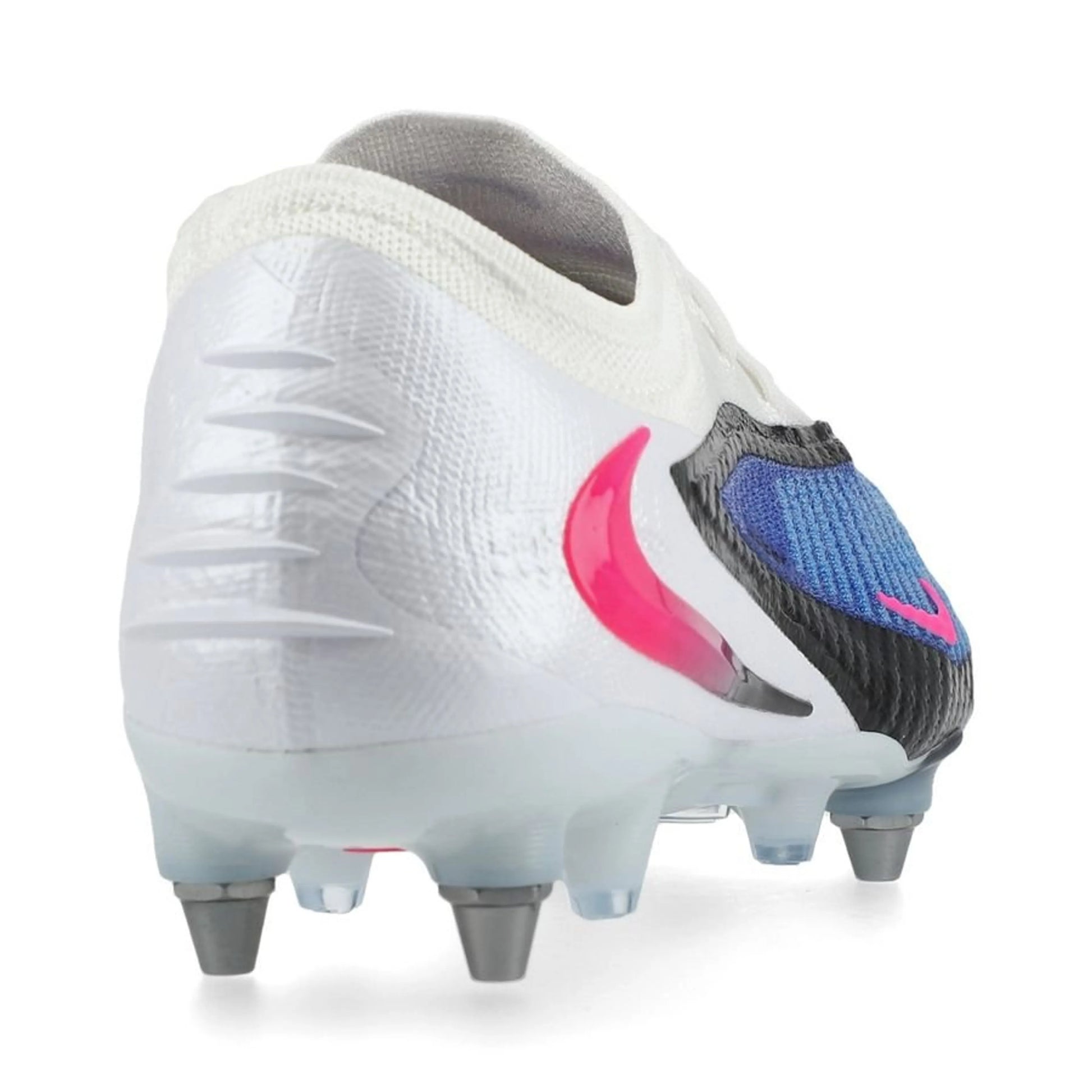 back view of the Nike Phantom 6 Elite Low Cut SG-PRO in Blue/White from the Attack Pack