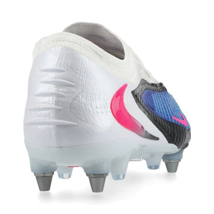 back view of the Nike Phantom 6 Elite Low Cut SG-PRO in Blue/White from the Attack Pack