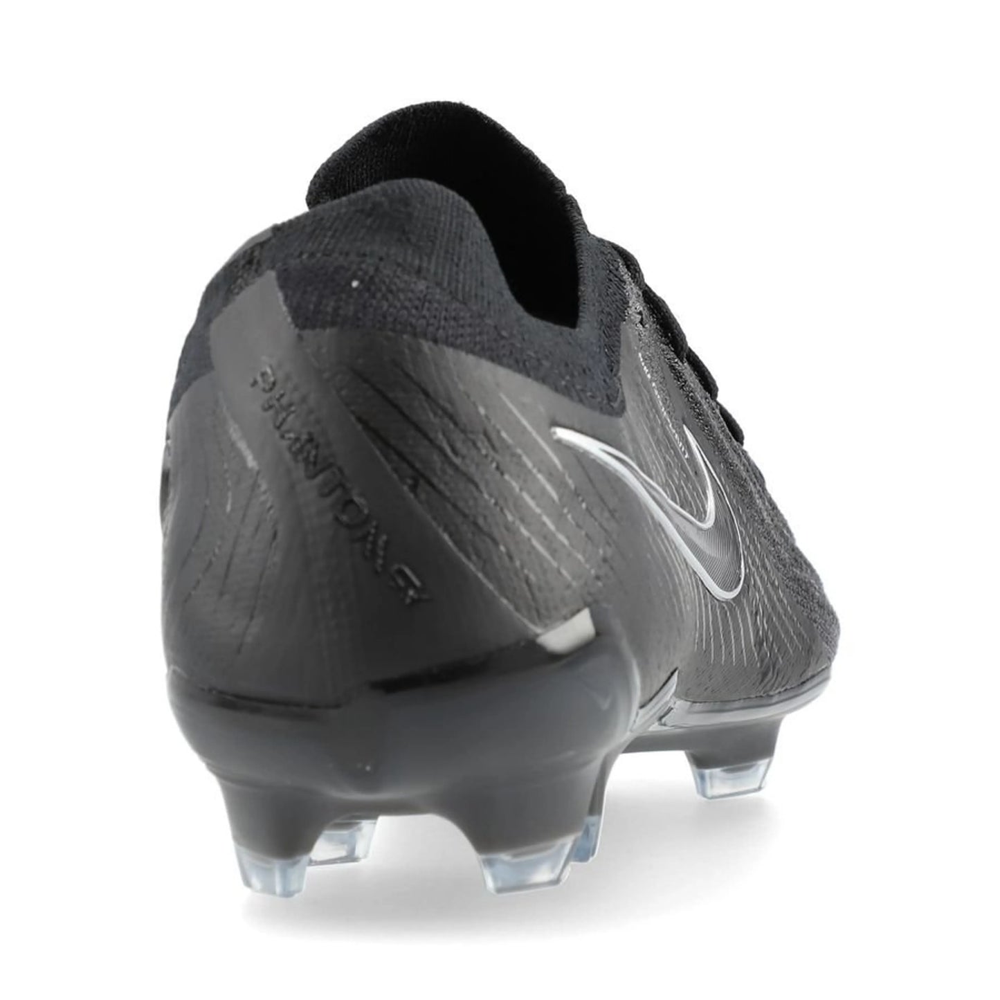 back view of the Nike Phantom GX 2 Elite FG "Shadow" Pack in an all-black colorway