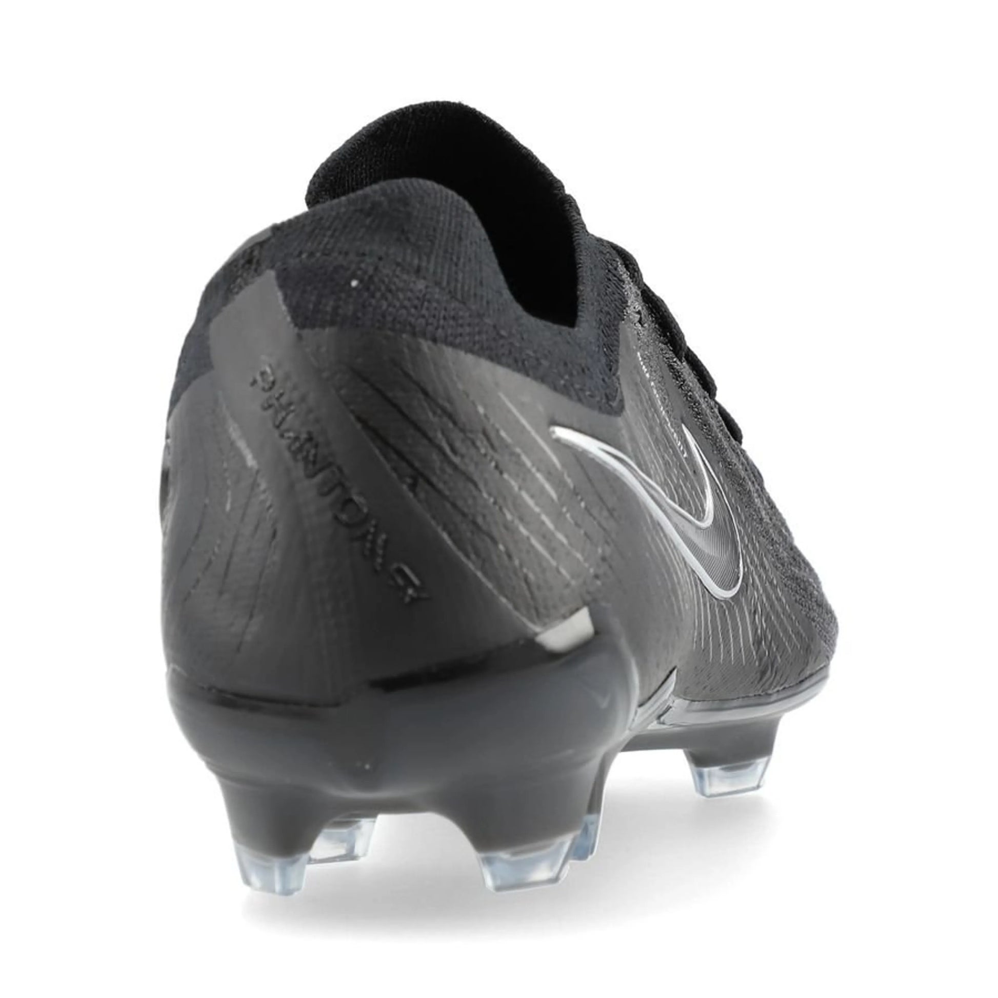 back view of the Nike Phantom GX 2 Elite FG "Shadow" Pack in an all-black colorway