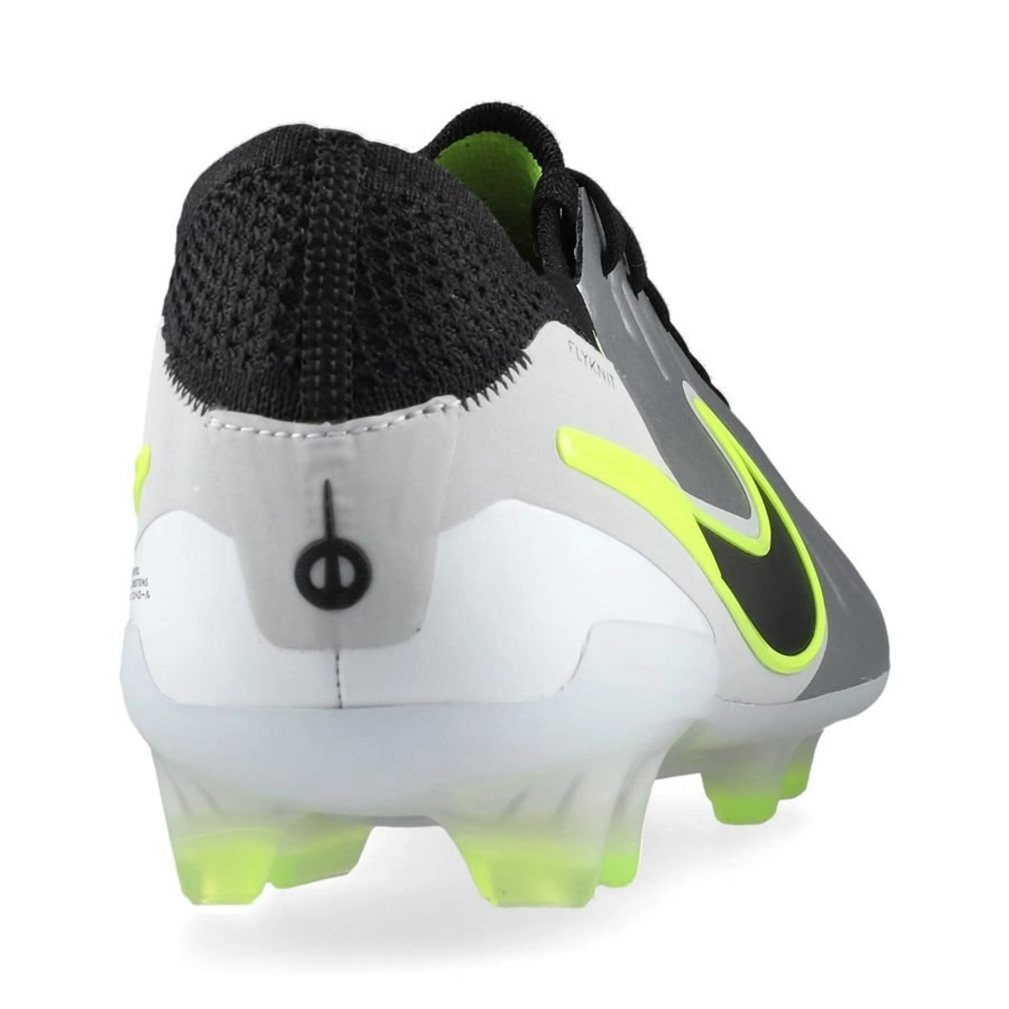 back view of the Nike Tiempo Legend 10 Elite FG "Mad Voltage" Pack in a Silver/Black/Neon colorway