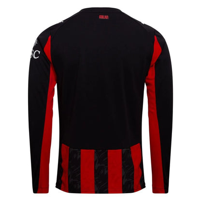 back view of the PUMA AC Milan 2025/26 Home Long Sleeve Black & Red Jersey