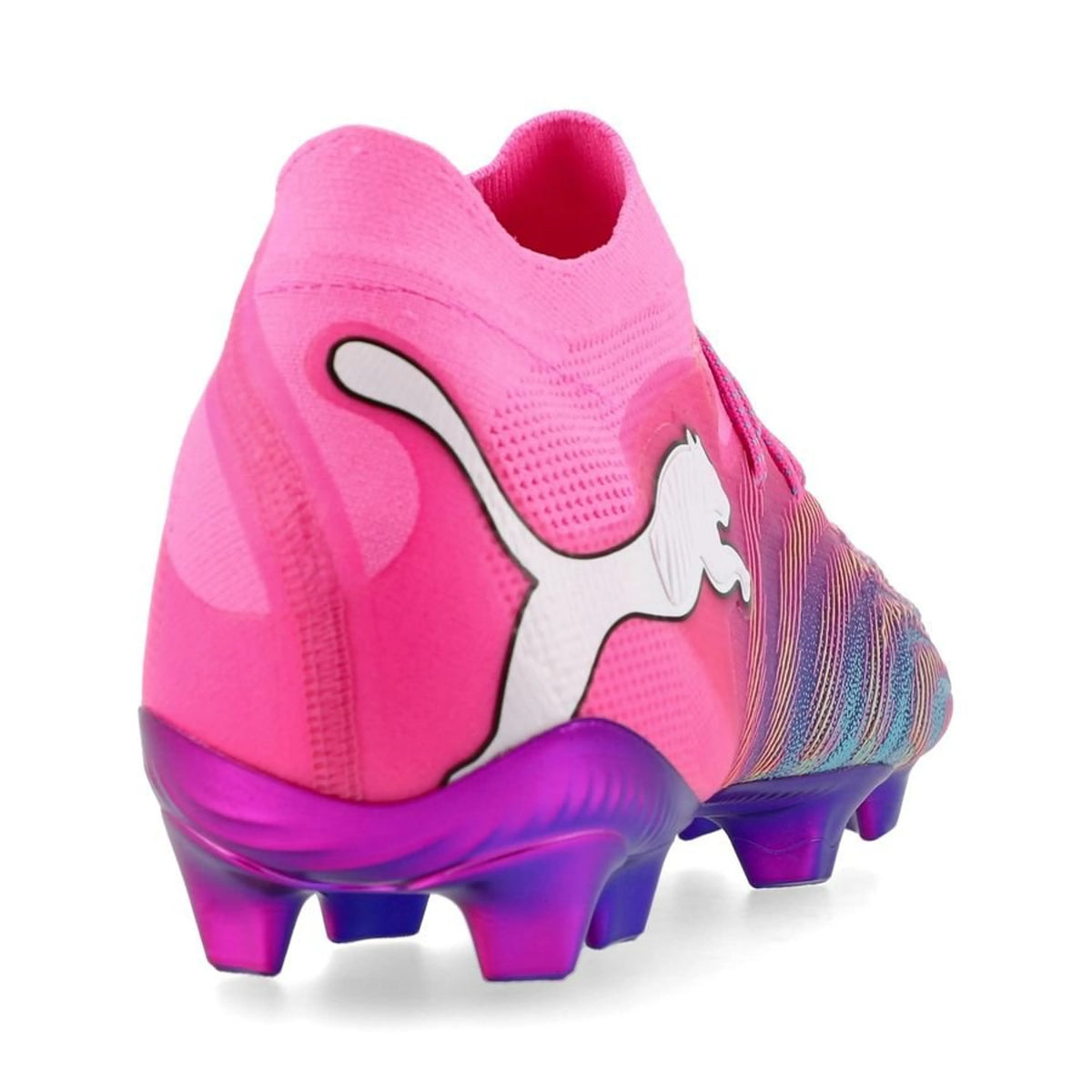 back view of the PUMA Future 9 Ultimate FG in Poison Pink / Sun Stream (Showtime Pack)