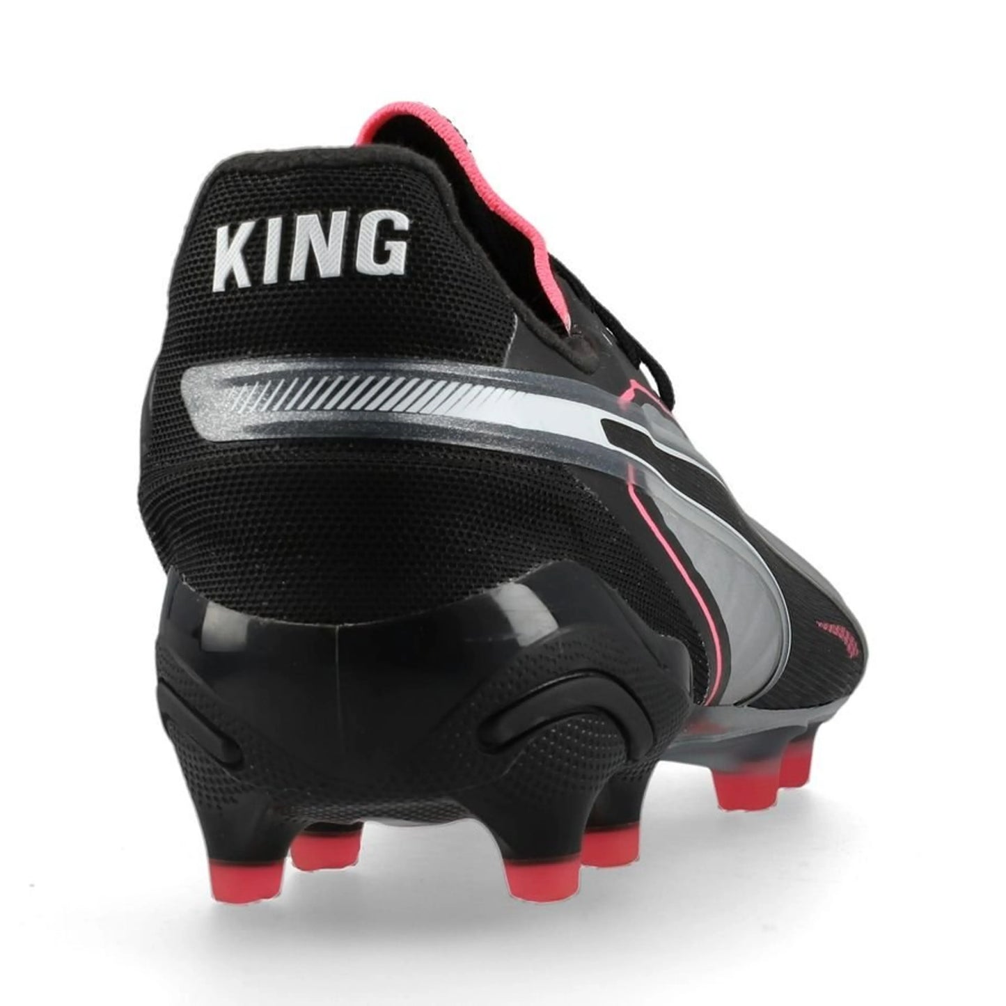back view of the PUMA King Ultimate FG "Audacity" Pack in a Silver/Black colorway