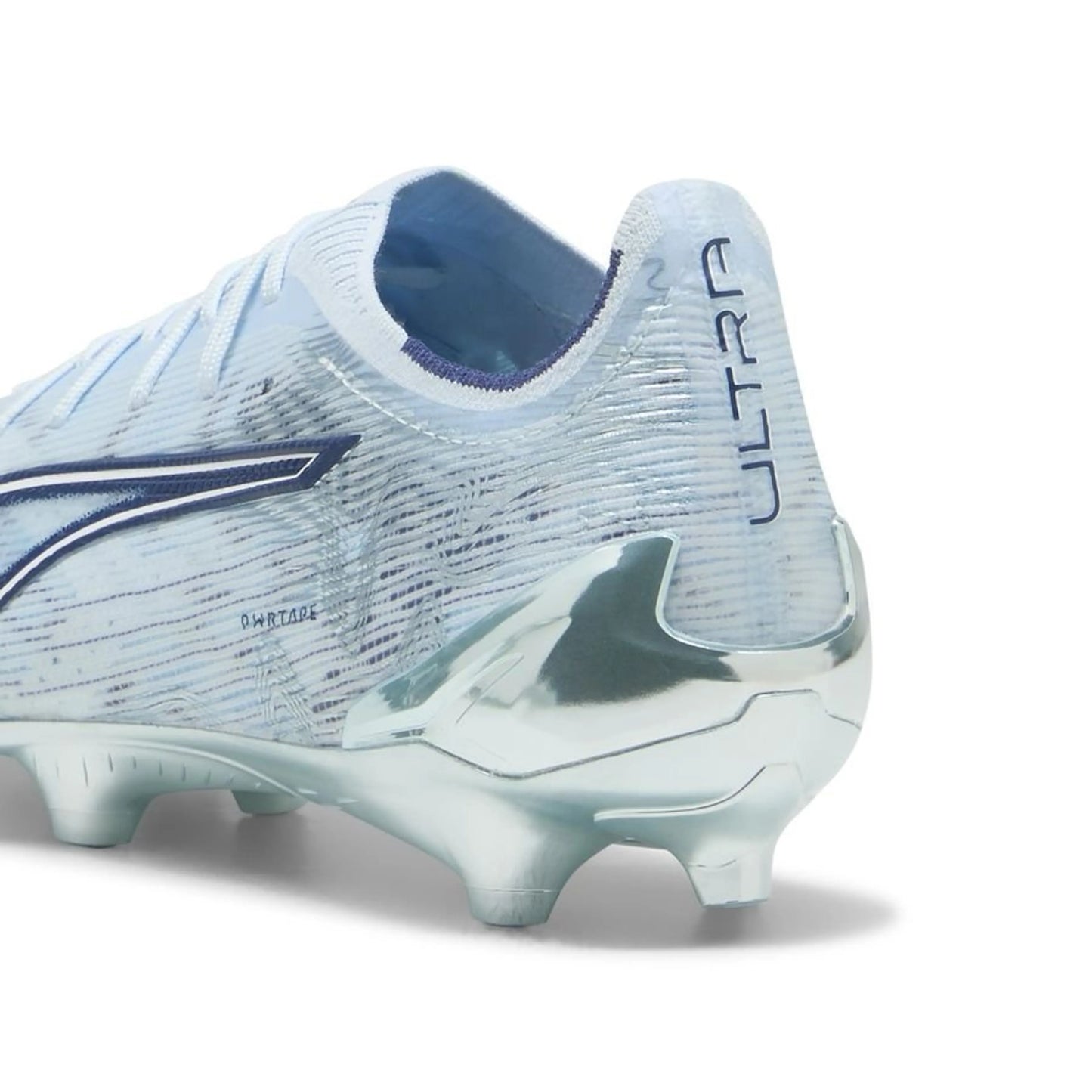 back view of the PUMA Ultra 6 Ultimate FG Dreamrush in a Blue/White colorway