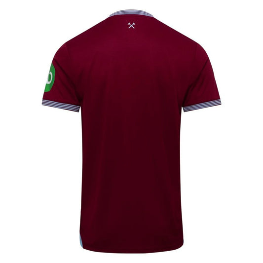 back view of the Umbro West Ham United 2025/26 Home Red Shirt