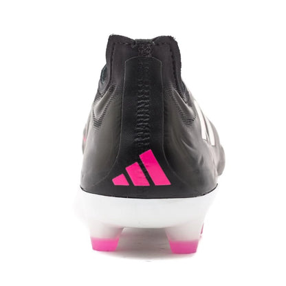 back view of the adidas Copa Pure .1 FG "Own Your Football" Pack in a Black/White/Pink colorway