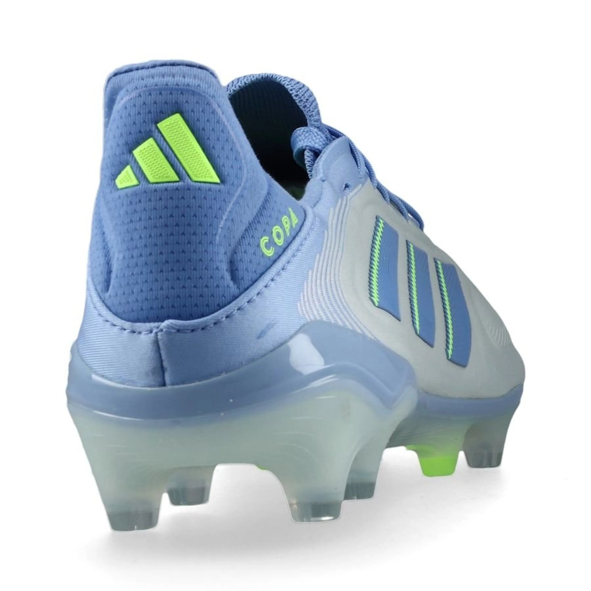 back view of the adidas Copa Pure Elite III FG "Celestial Victory" Pack in a Blue/Lemon colorway