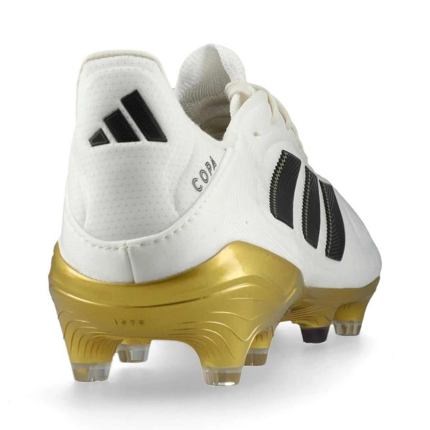 back view of the adidas Copa Pure Elite III FG "Road to Glory" Pack in a White/Black/Gold colorway 