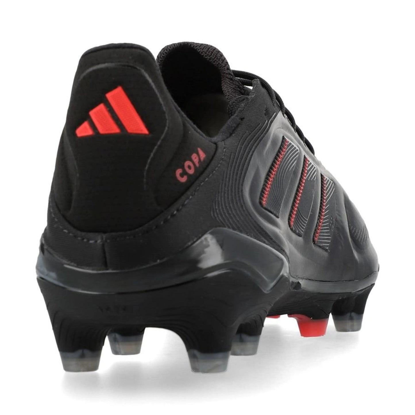 back view of the adidas Copa Pure Elite III FG "Stealth Victory" Pack in a Black/Copper/Red colorway