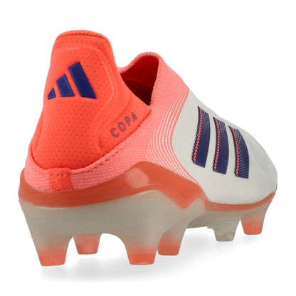 back view of the adidas Copa Pure Elite III Laceless FG in a Coral Blaze/Off White/Blue colorway