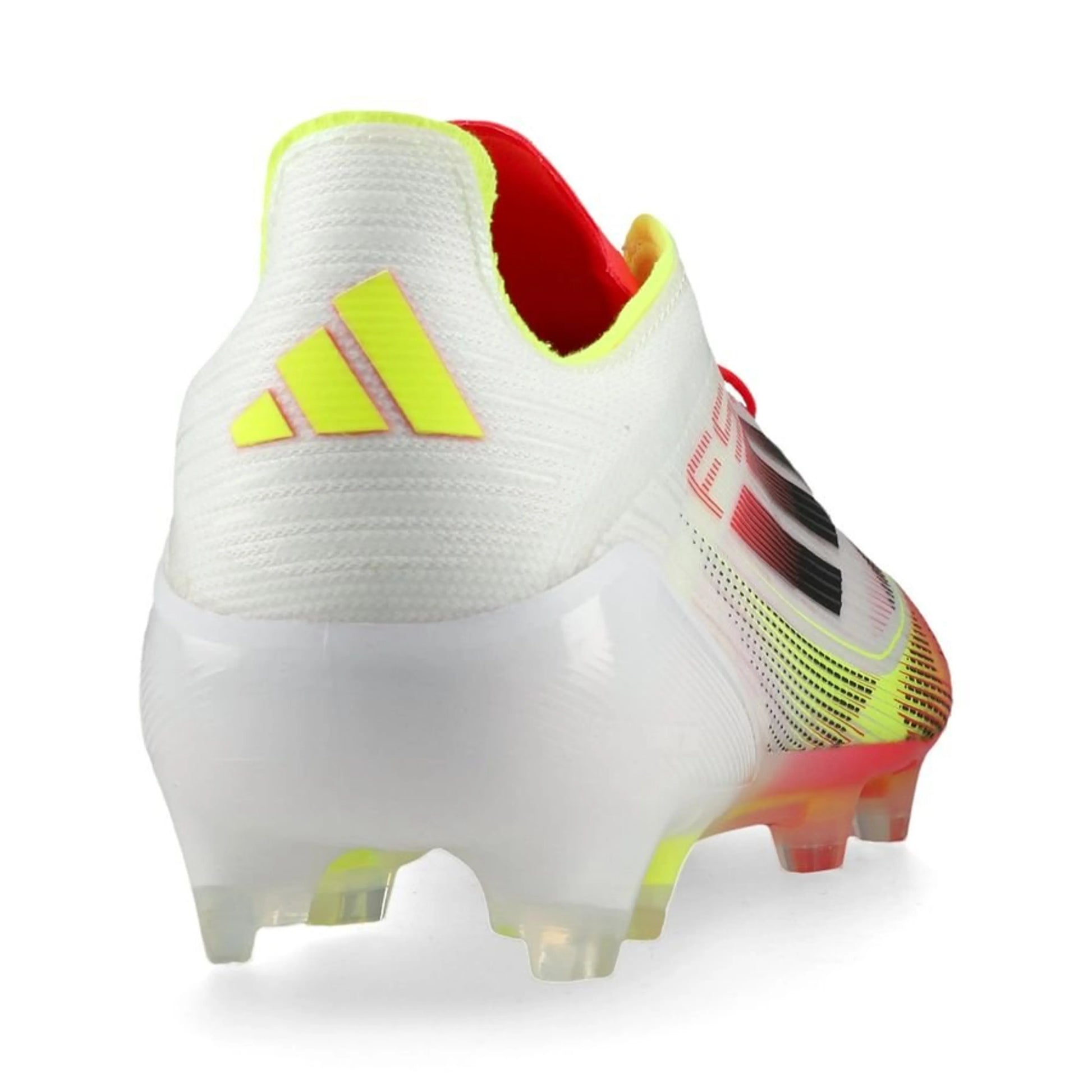 back view of the adidas F50 Elite FG "Pure Victory" pack in White/Black/Yellow colorway