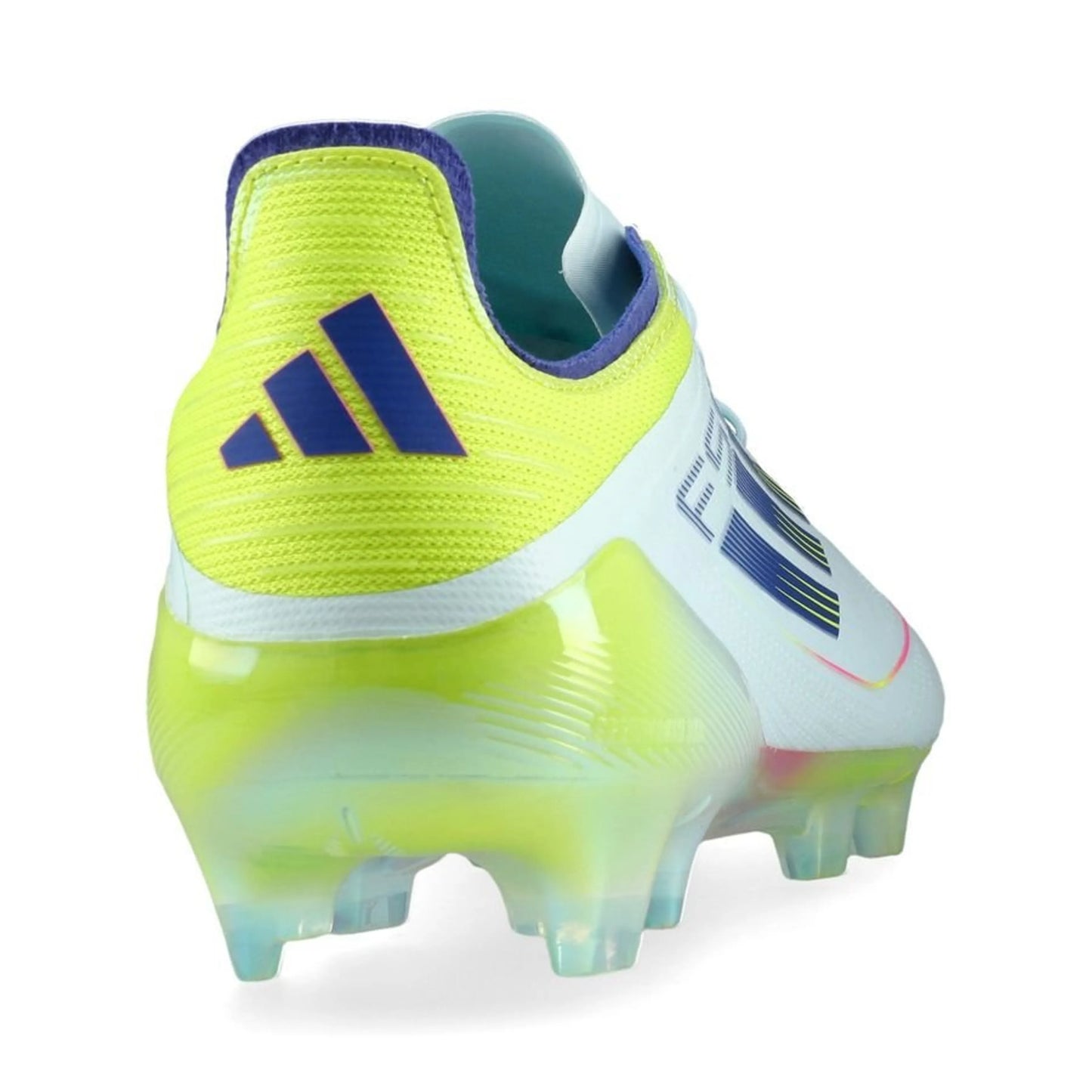 back view of the adidas F50 Elite FG "Stellar Icon" Pack in a Blue/Yellow/Red colorway
