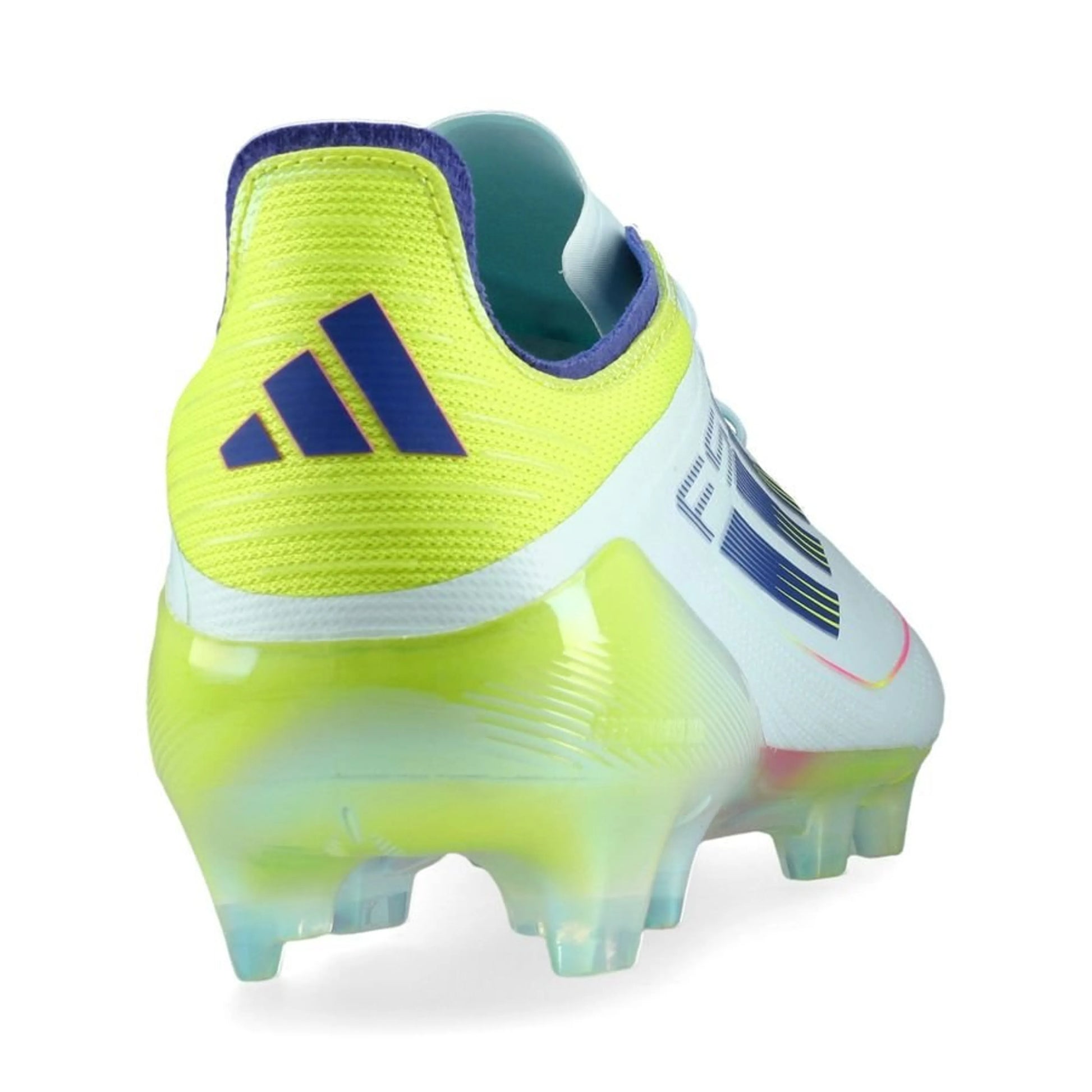 back view of the adidas F50 Elite FG "Stellar Icon" Pack in a Blue/Yellow/Red colorway