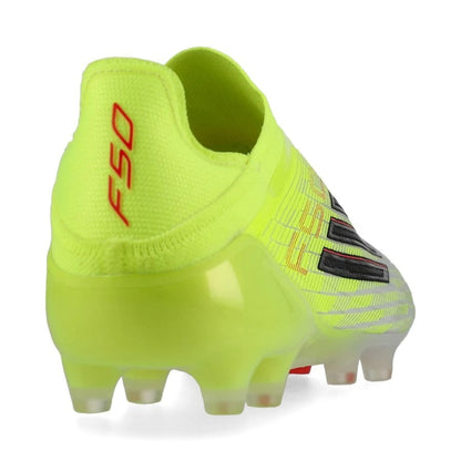 back view of the adidas F50 Elite Laceless AG in Yellow / Black / Red (Born For Goals Pack)
