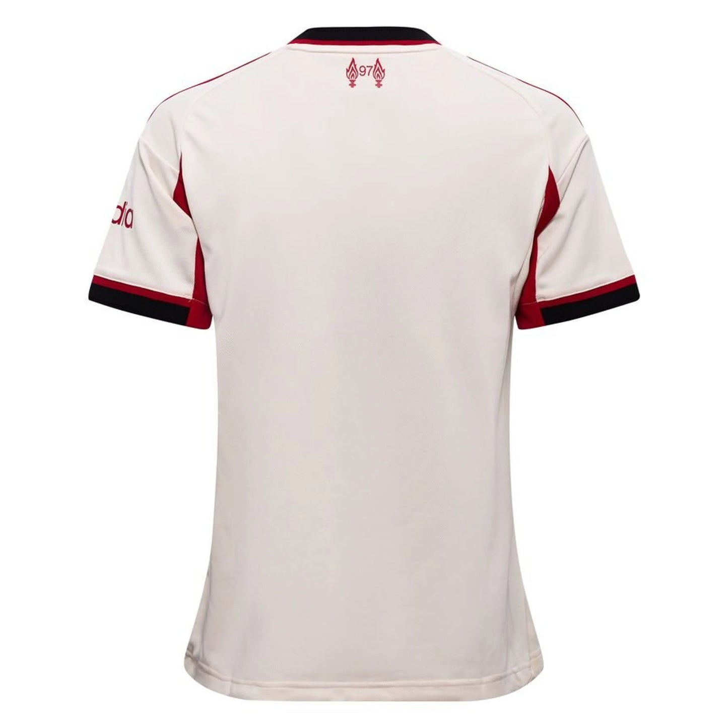 back view of the adidas Liverpool Away Shirt 2025/26 Women - White/Black/Red