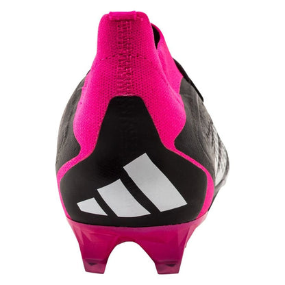 back view of the adidas Predator Accuracy .1 FG "Own Your Football" pack in a Black/White/Pink colorway