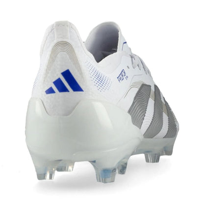 back view of the adidas Predator Elite FG "Polar Victory Pack" in a White/Silver/Blue colorway