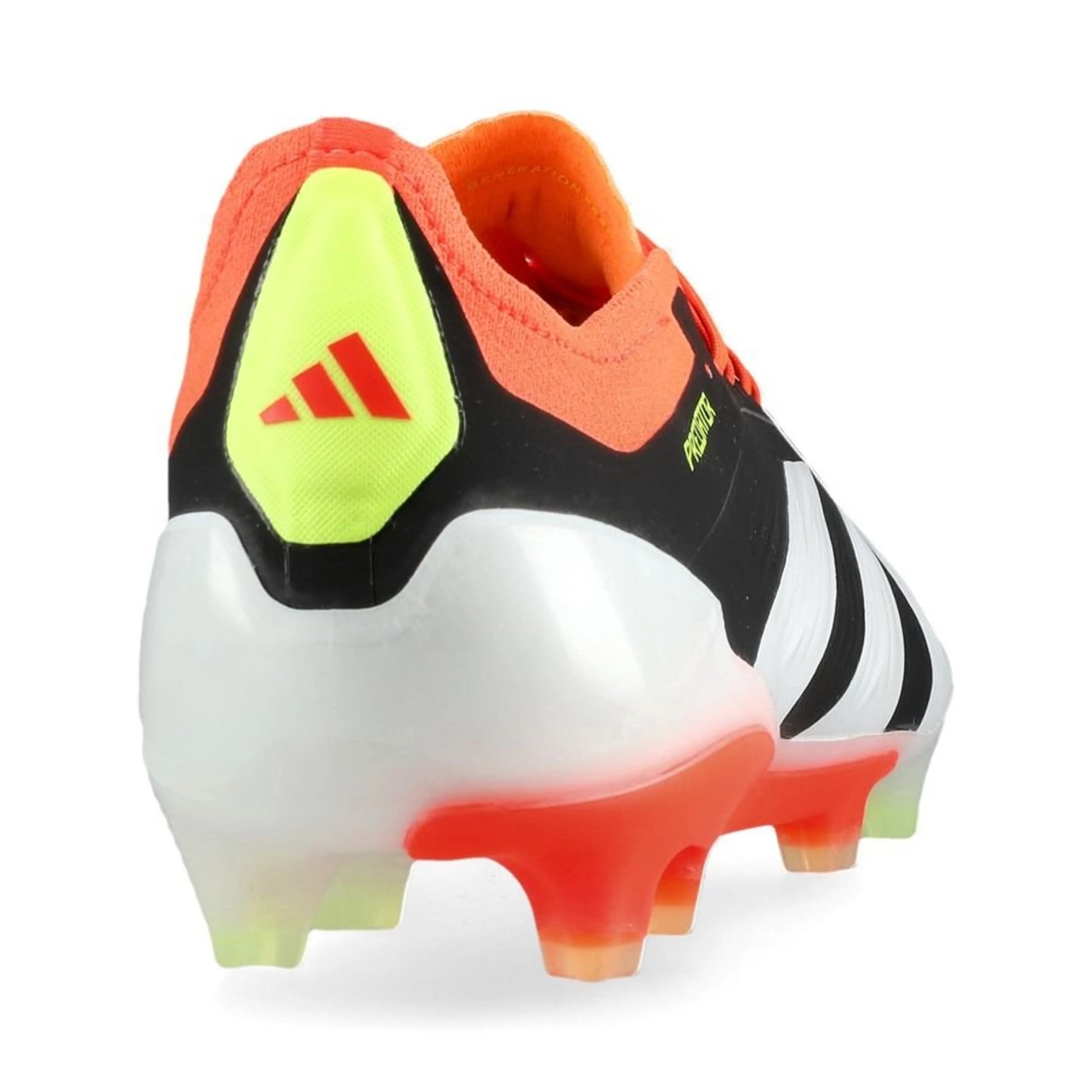back view of the adidas Predator Elite FG "Solar Energy" pack in Black/White/Red colorway