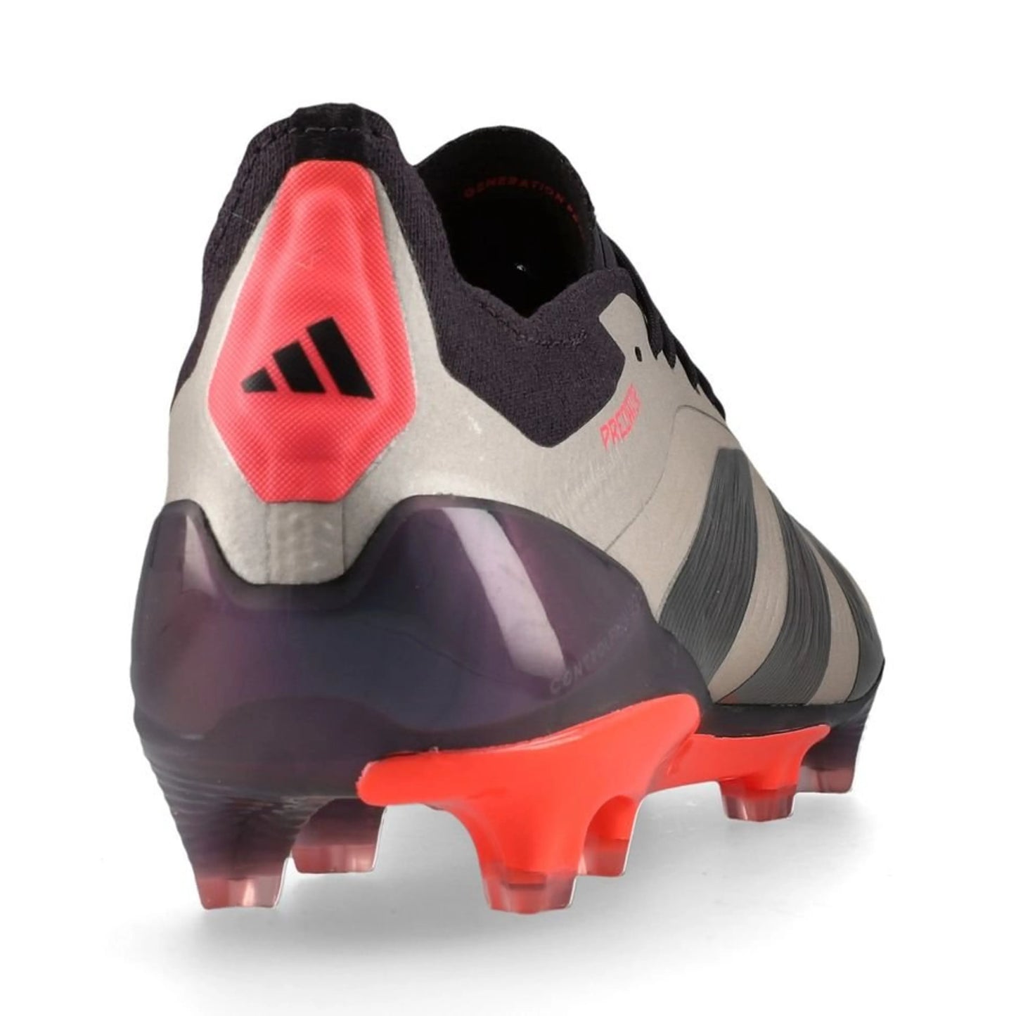 back view of the adidas Predator Elite FG "Vivid Horizon" Pack in a Metallic/Black/Orange colorway