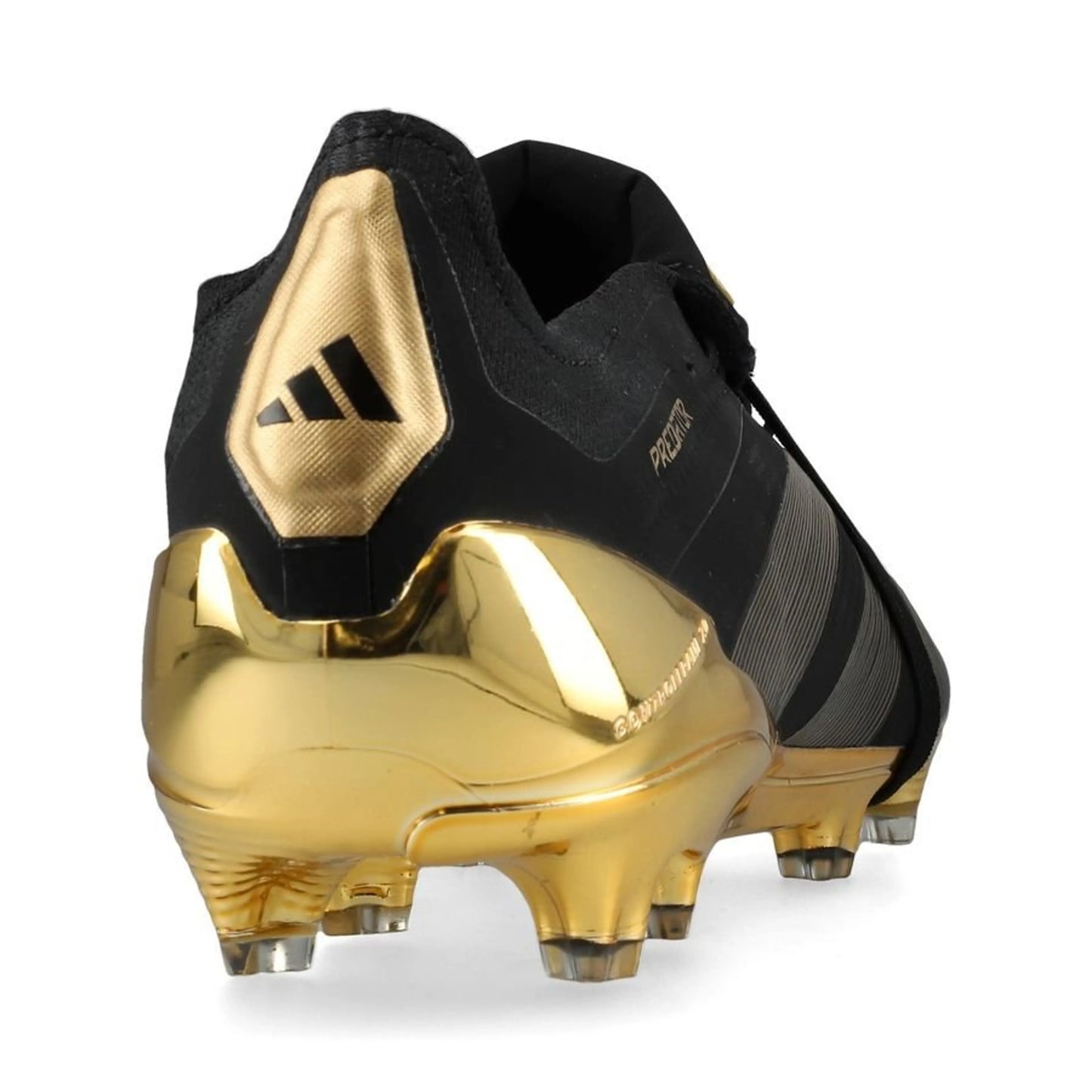 back view of the adidas Predator Elite Fold-over Tongue FG "Belligold" pack in Black/Gold colorway