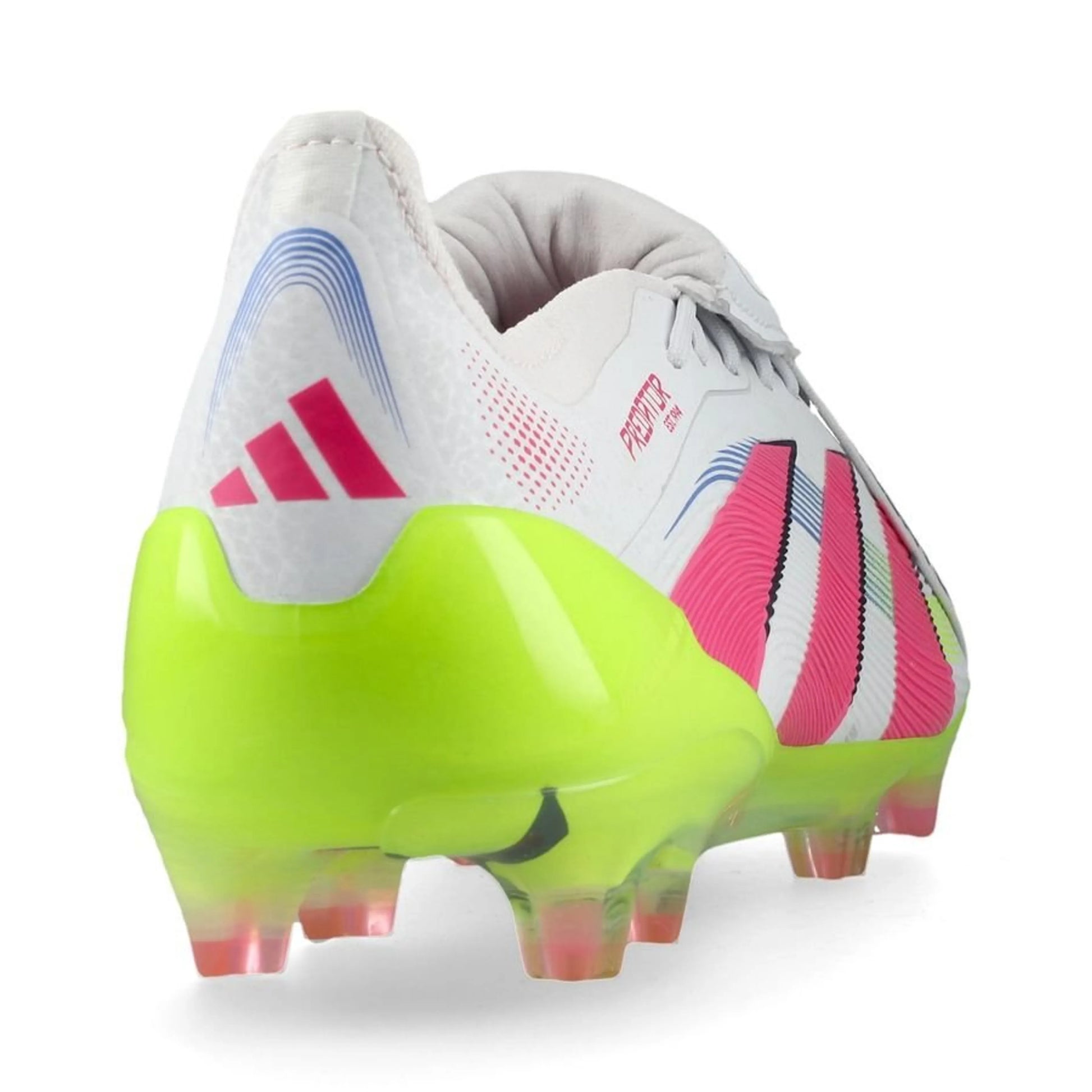 back view of the adidas Predator Elite Fold-over Tongue FG "Celestial Victory" Pack in a White/Pink/Lemon colorway