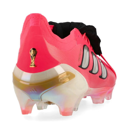 back view of the adidas Predator Elite Fold-over Tongue FG in Solar Turbo / Thermal Chrome / Core Black (Road to Glory Pack)