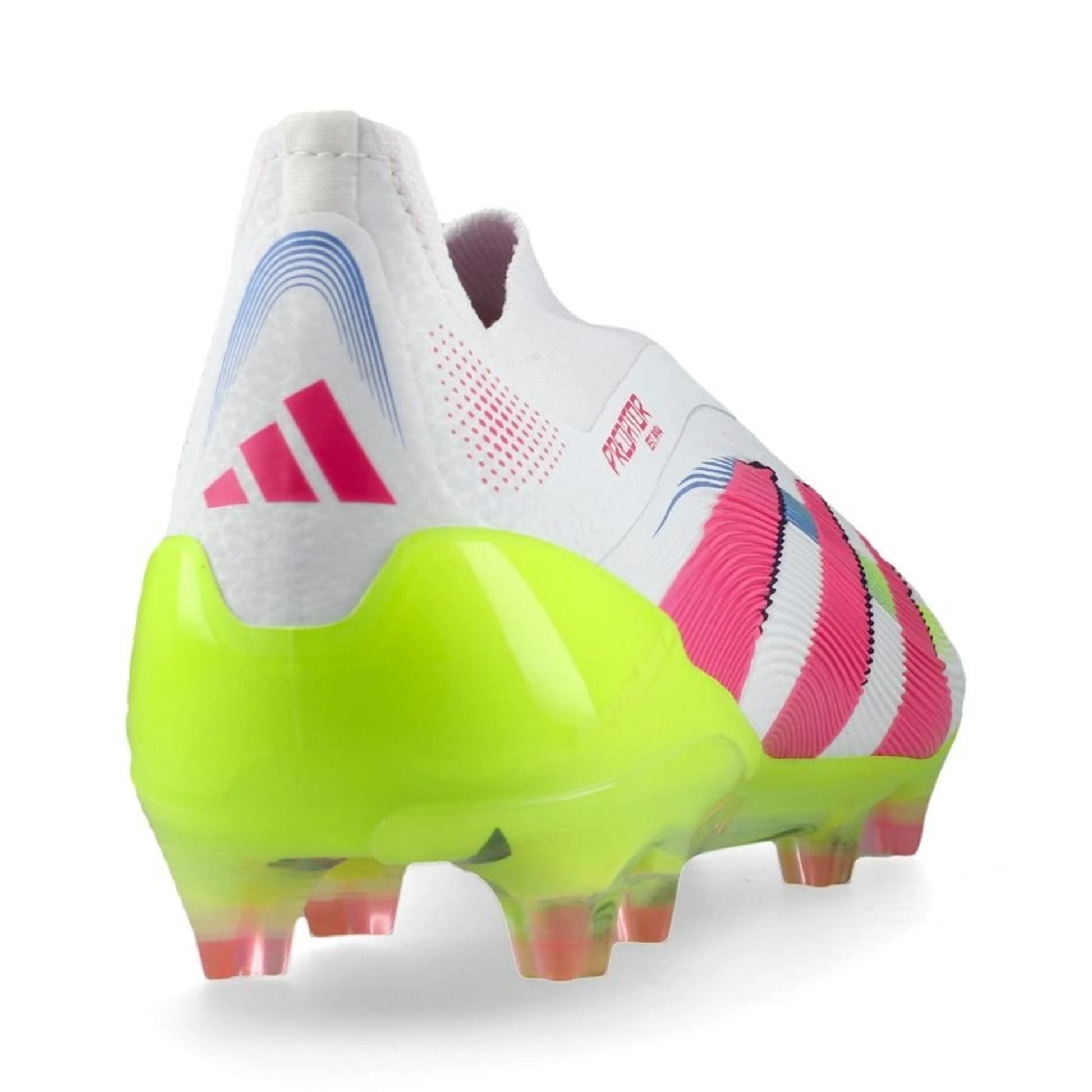 back view of the adidas Predator Elite Laceless FG "Celestial Victory" Pack in a White/Pink/Lemon colorway