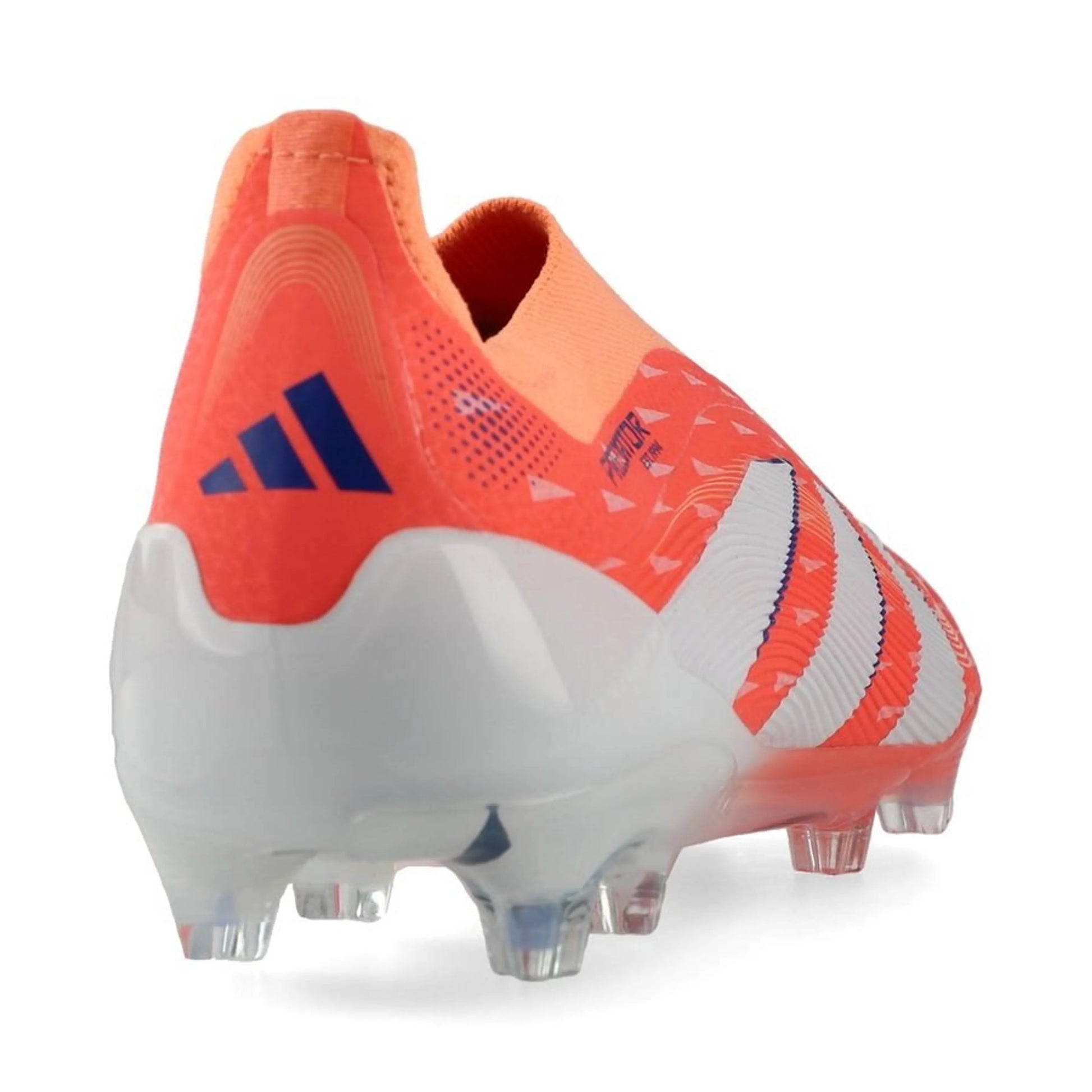 back view of the adidas Predator Elite Laceless FG "Coral Blaze" pack in a White/Orange colorway