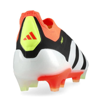 back view of the adidas Predator Elite Laceless FG "Solar Energy" pack in Black/White/Red colorway