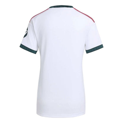 back view of the adidas Real Madrid Women's Home Shirt 2026/27 in White/Metallic Gold/Night Navy