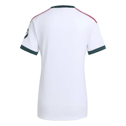 back view of the adidas Real Madrid Women's Home Shirt 2026/27 in White/Metallic Gold/Night Navy