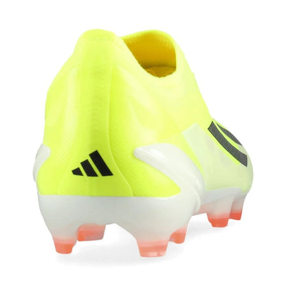 back view of the adidas X Crazyfast Elite FG Laceless Solar Energy Pack in Yellow/Black/White colorway
