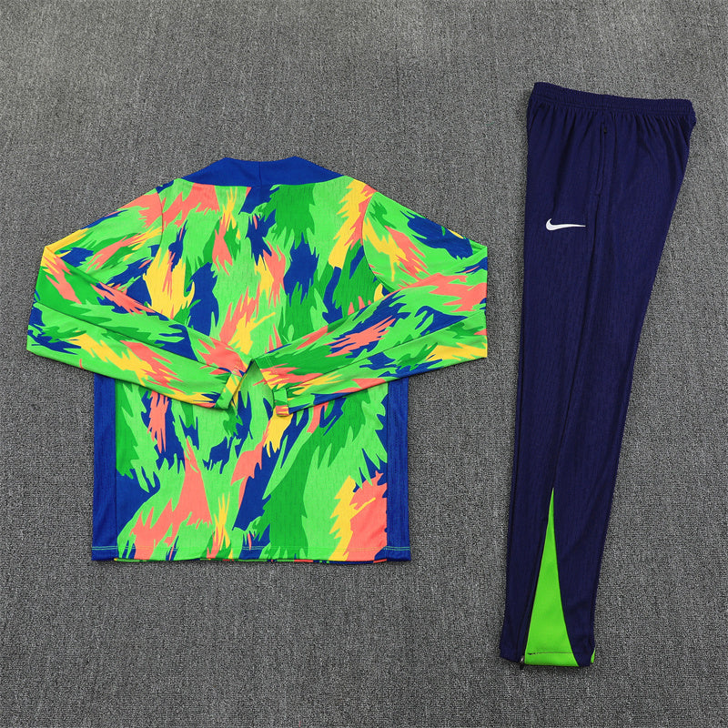 back view of the Nike Brazil 2025/26 Multi-Color/Navy Quarter-Zip Soccer Tracksuit