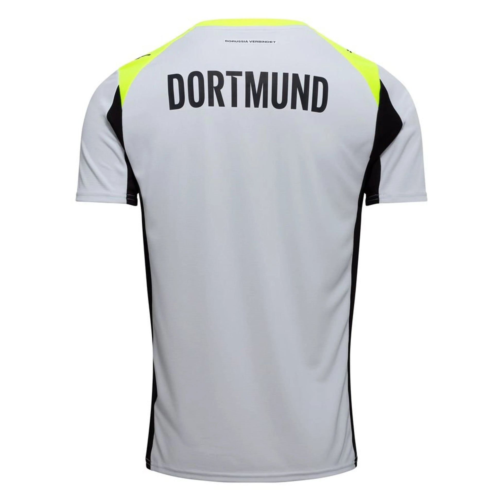 back view of the PUMA Borussia Dortmund 2025/26 Away Shirt in Black and Yellow