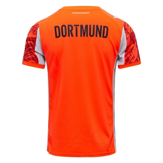 back view of the PUMA Borussia Dortmund 2025/26 Goalkeeper Shirt in Red and Black