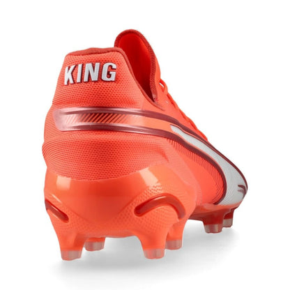 back view of the PUMA King Ultimate FG/AG football boots Unlimited Pack in Red/White colorway