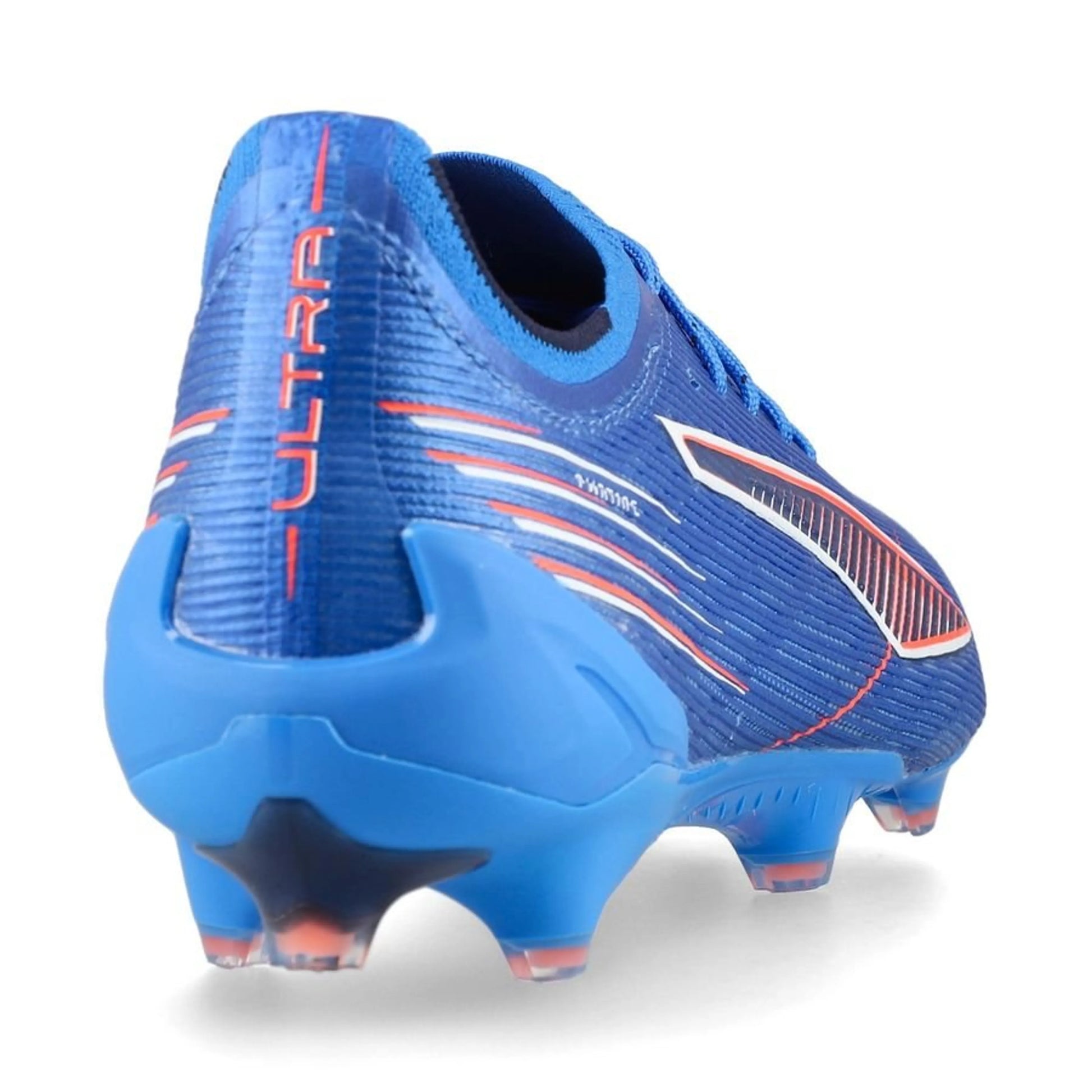 back view of the PUMA Ultra 6 Ultimate FG Untamed Pack in Blue/White/Red colorway