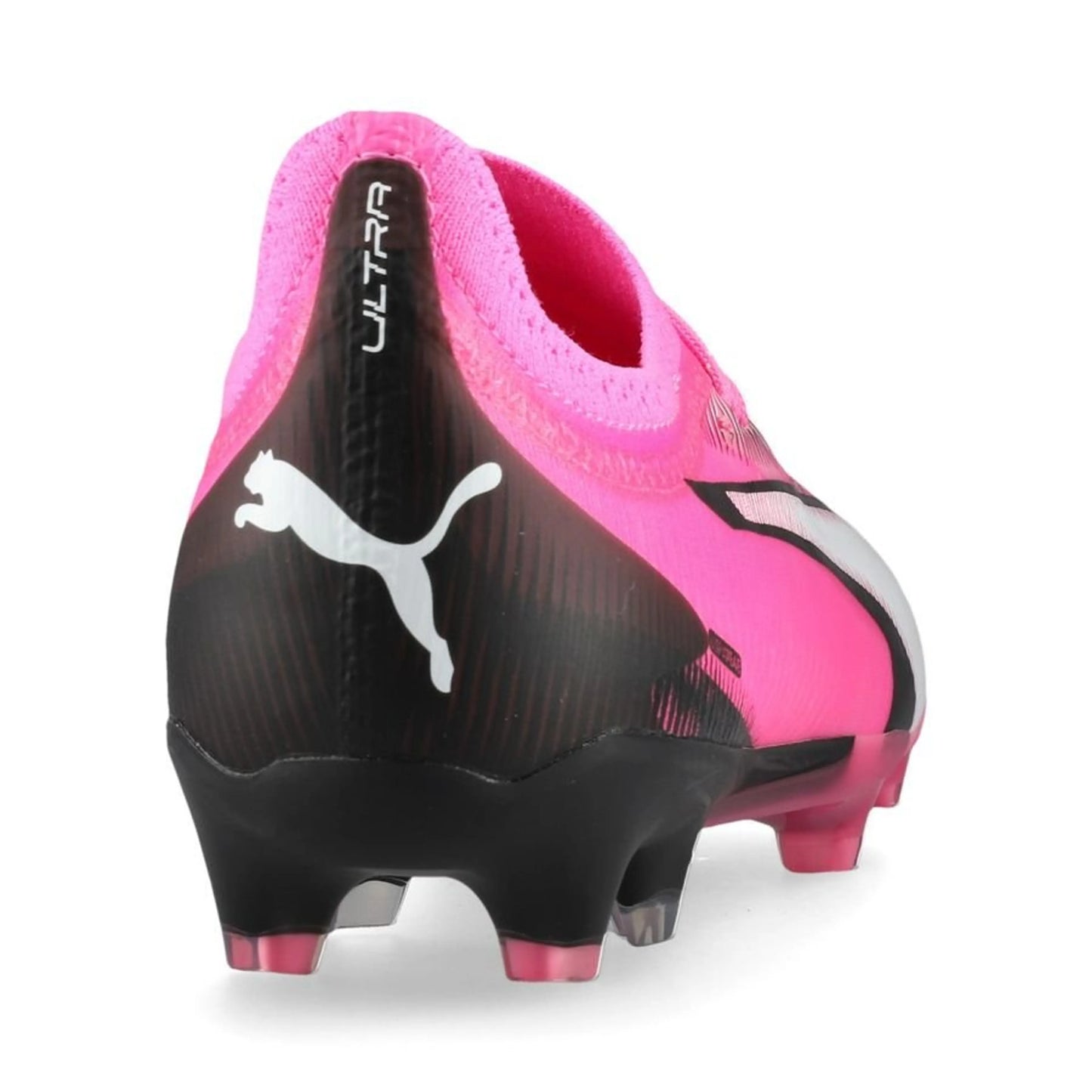 back view of the PUMA Ultra Ultimate FG/AG Phenomenal Pack in Pink/White/Black colorway
