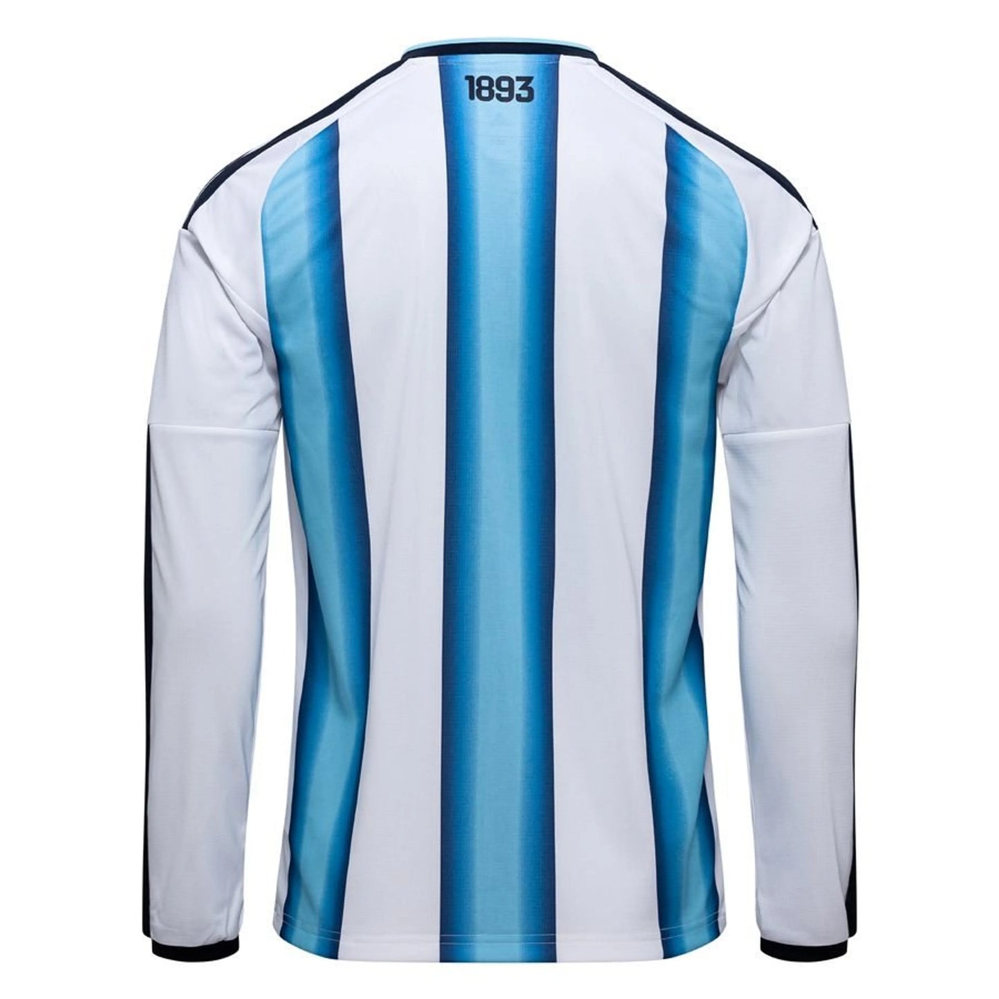 back view of the adidas Argentina 2026 World Cup Home Long Sleeve Jersey in White Blue