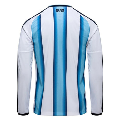 back view of the adidas Argentina 2026 World Cup Home Long Sleeve Jersey in White Blue